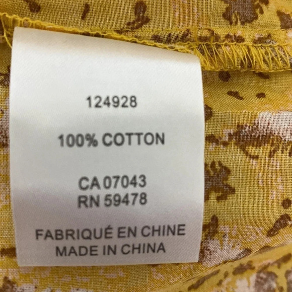 Joie NWT Yellow & Brown Floral 100% Cotton Ruffled Peasant Cottage Core Top S/P - Picture 7 of 7